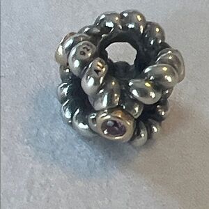Pandora Binding Beauty charm, Sterling Silver, Pink Sapphire, 14k Gold, Retired
